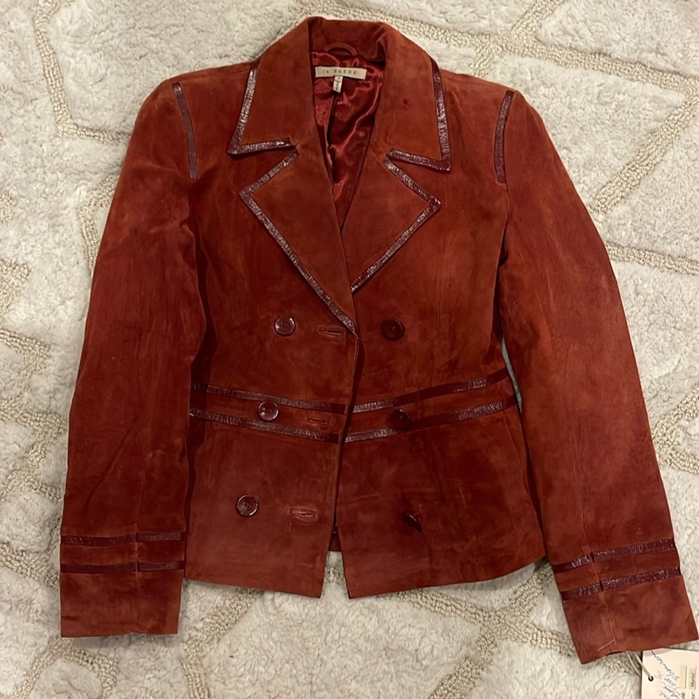 “In suede” brand Merlot color 100 percent leather suede jacket